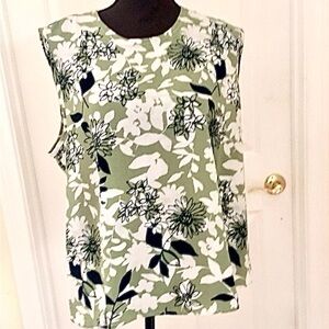 NWTS*** Karen Scott / Sage Floral Print Blouse/ Size XL